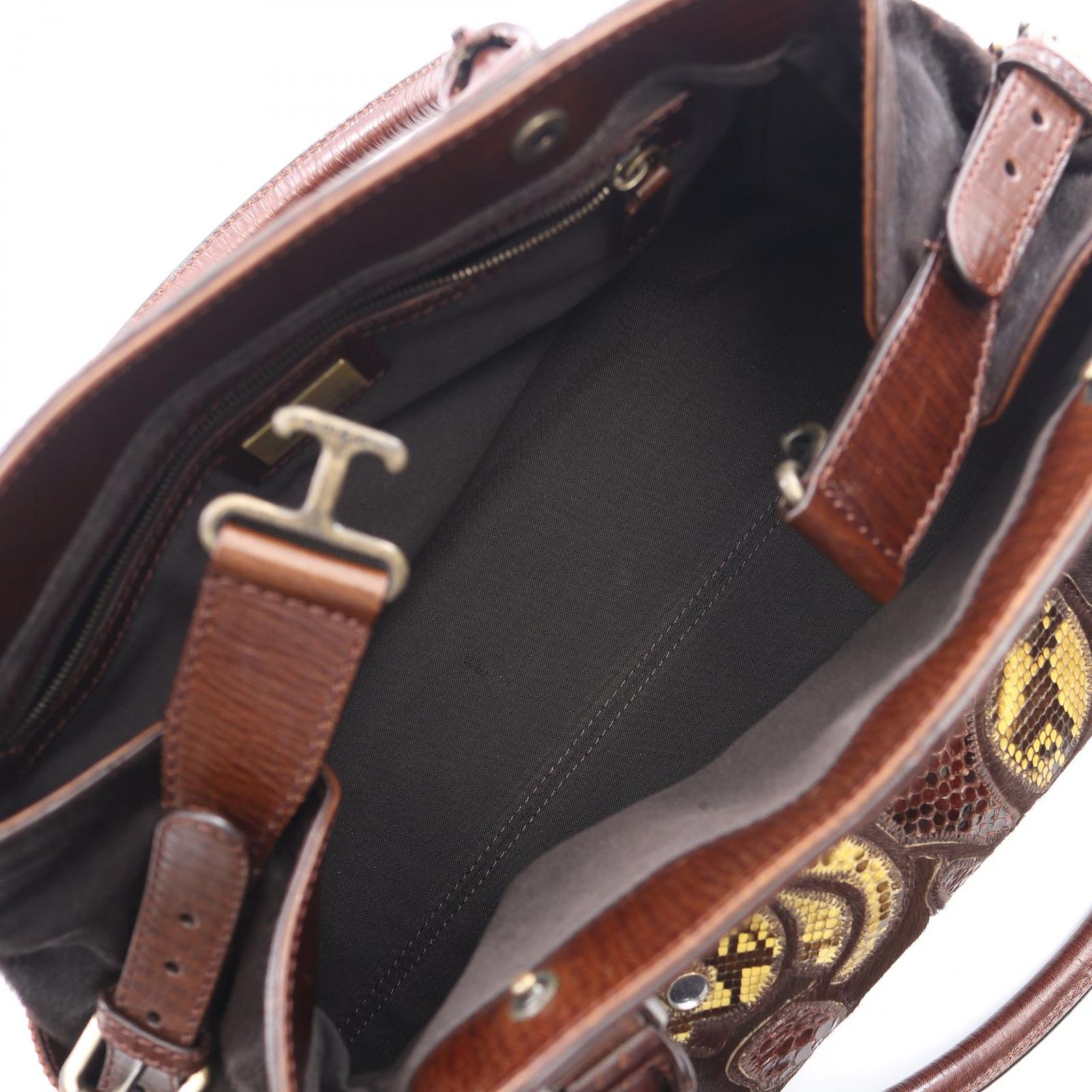 Fendi Tote Etonico Animal Motif Brown Leather Handbag — view 3