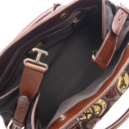 Fendi Tote Etonico Animal Motif Brown Leather Handbag — view 3