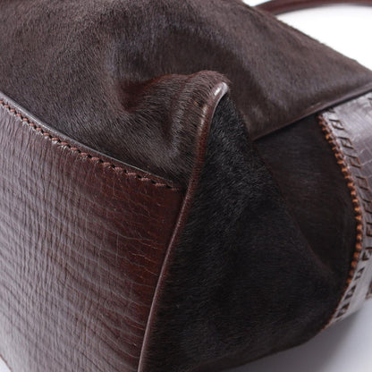Fendi Tote Etonico Animal Motif Brown Leather Handbag — view 6