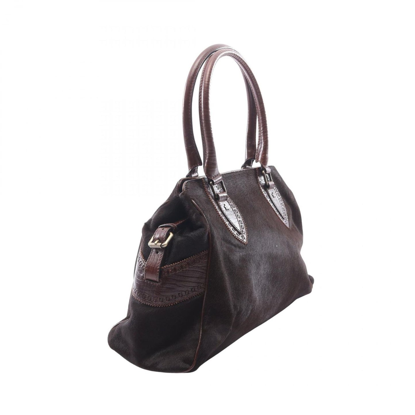 Fendi Tote Etonico Animal Motif Brown Leather Handbag — view 2