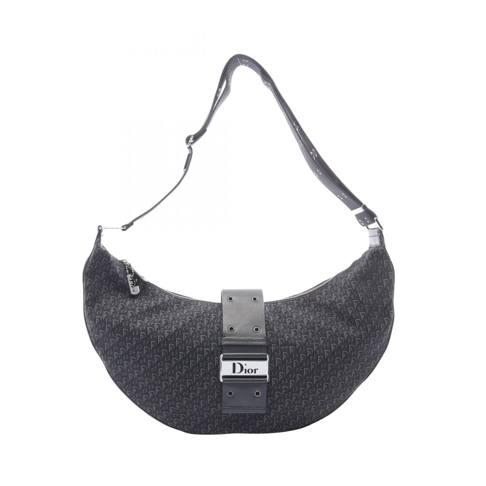 Dior Shoulder Bag Street Chic Trotter Black Canvas Leather Oneshoulder