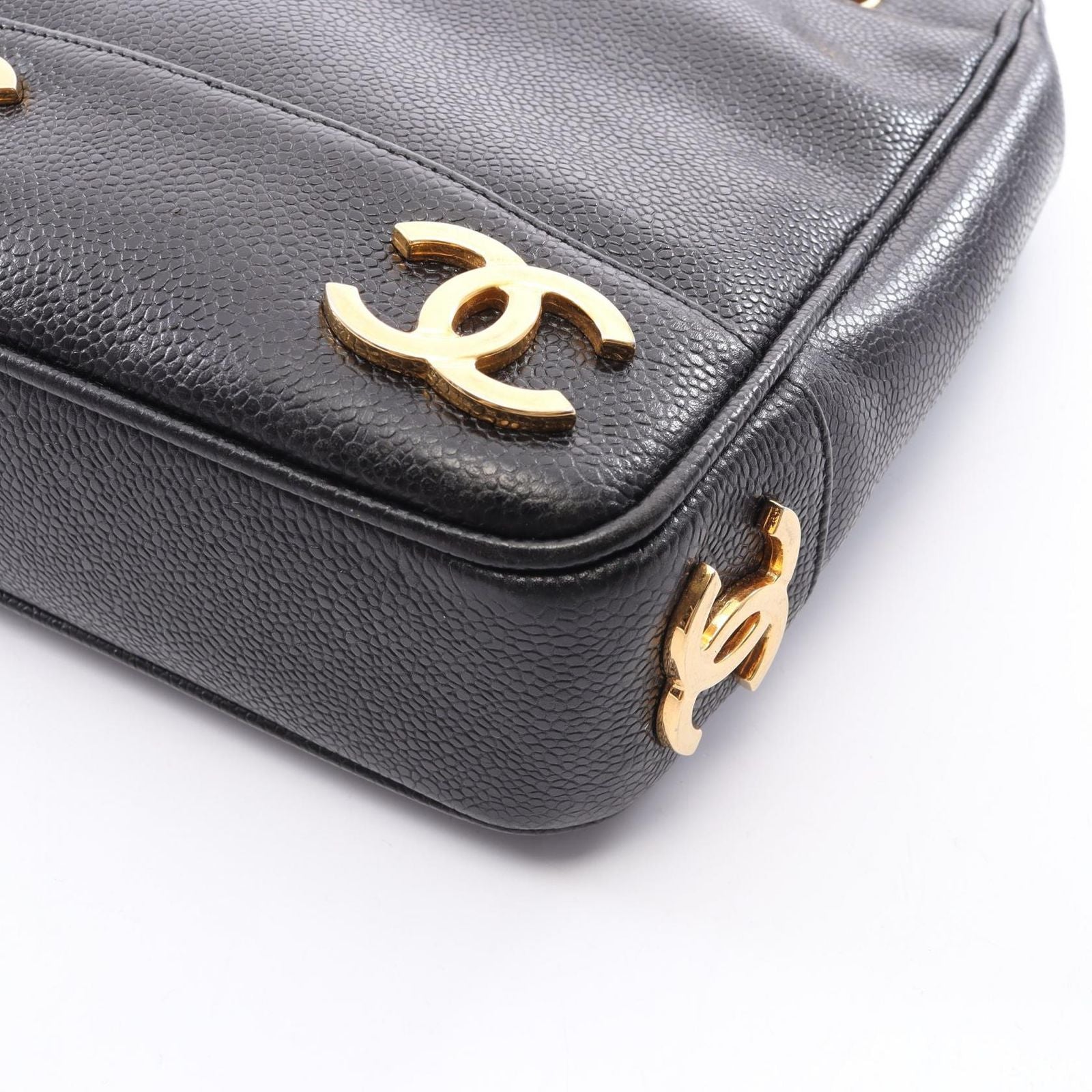 Chanel Tote Bag Triple Coco Black Caviar Leather Chain — view 6