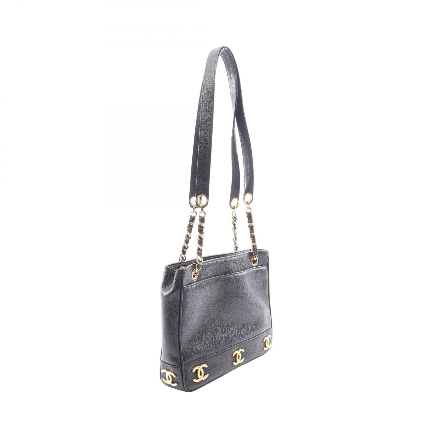 Chanel Tote Bag Triple Coco Black Caviar Leather Chain — view 2