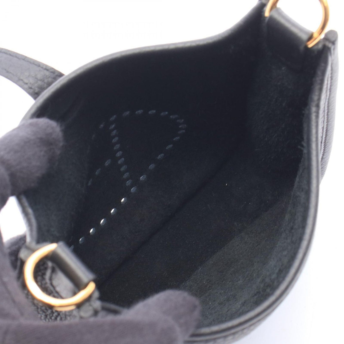 Hermes Shoulder Bag Evelyne TPM Black Leather Amazon — view 3