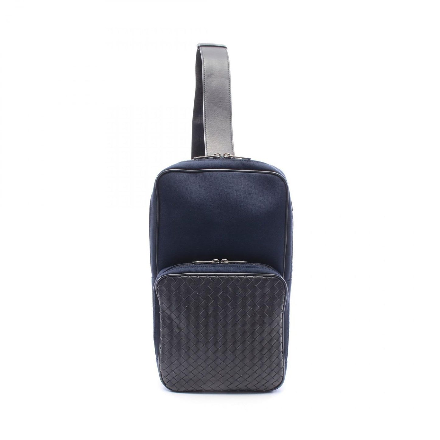 Bottega Veneta Waist Bag Intrecciato Navy Black Nylon Leather