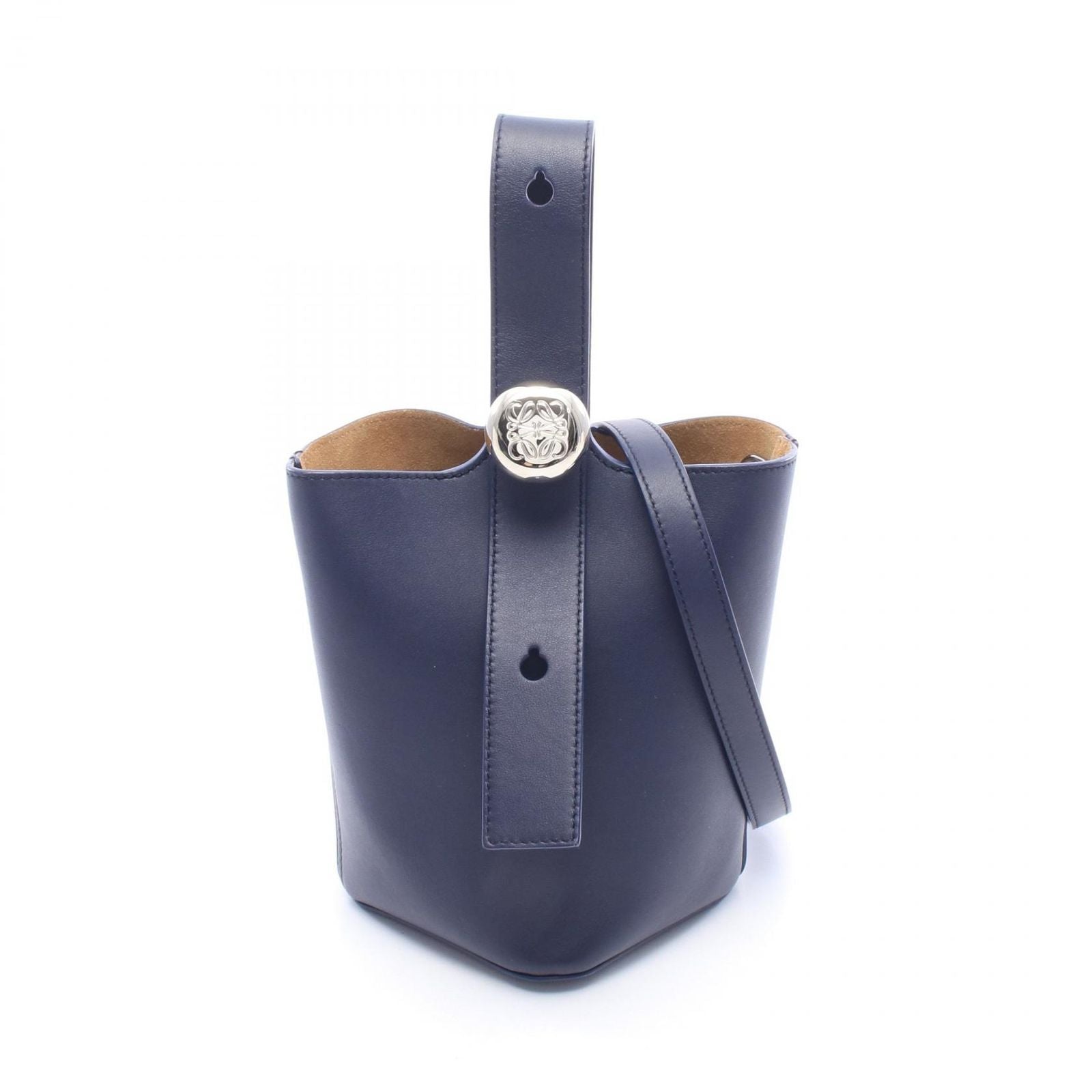 Loewe Pebble Bucket Bag Mini 2-Way Navy Leather