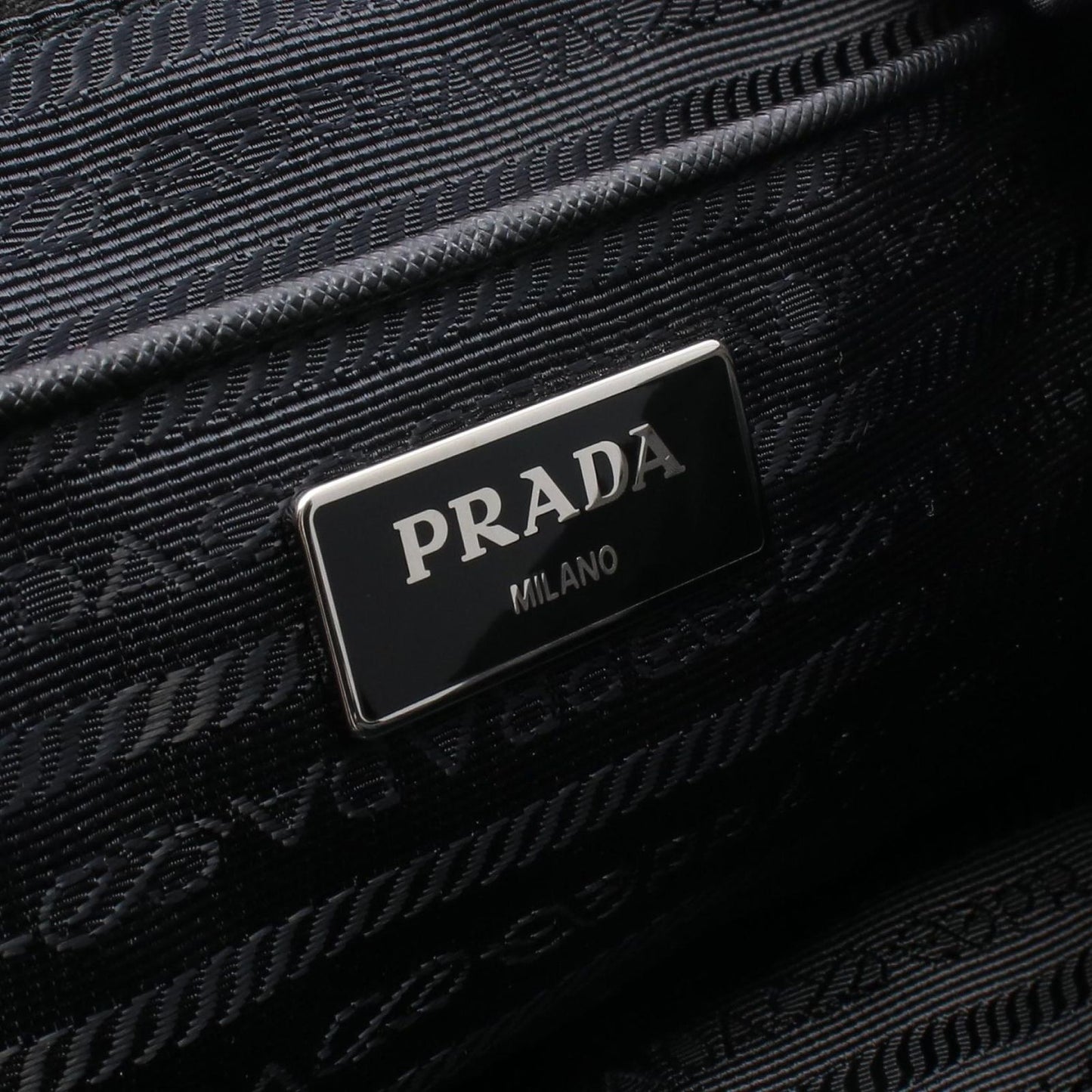 Prada Backpack Robot Motif Black Silver Ivory Nylon Leather — view 4