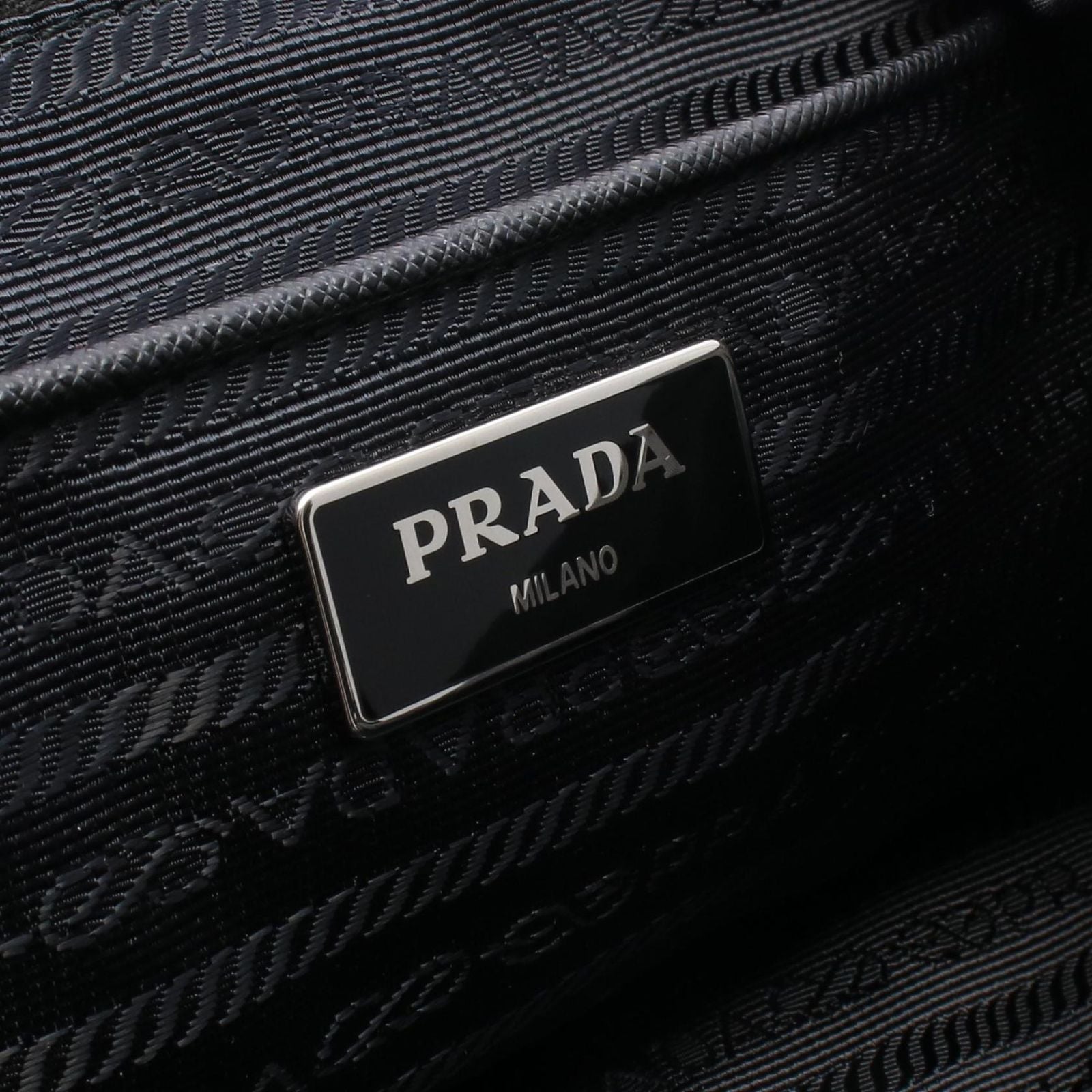 Prada Backpack Robot Motif Black Silver Ivory Nylon Leather — view 4