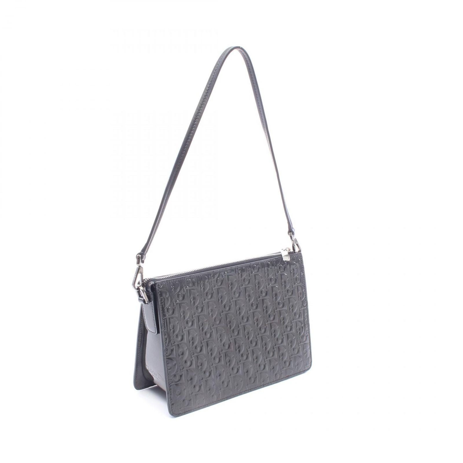 Dior Shoulder Bag Trotter Black Dark Gray Patent Leather — view 2