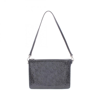 Dior Shoulder Bag Trotter Black Dark Gray Patent Leather
