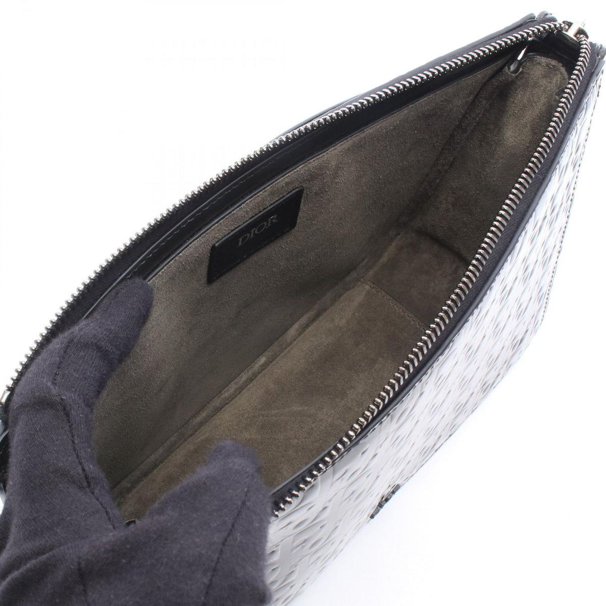 Dior Shoulder Bag Trotter Black Dark Gray Patent Leather — view 3
