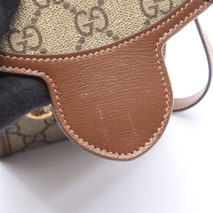 Gucci Shoulder Bag Horsebit Beige Brown Canvas Leather — view 6