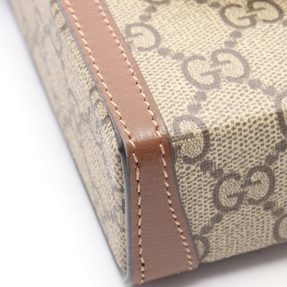 Gucci Shoulder Bag Horsebit Beige Brown Canvas Leather — view 7