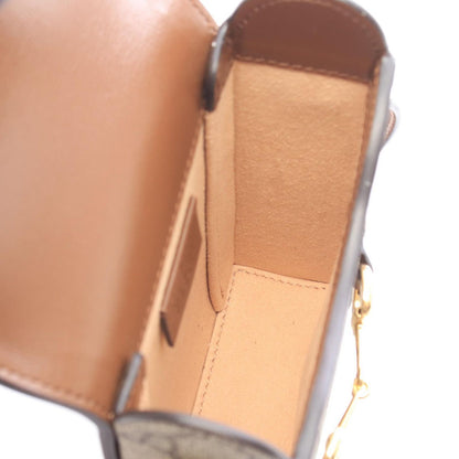 Gucci Shoulder Bag Horsebit Beige Brown Canvas Leather — view 3
