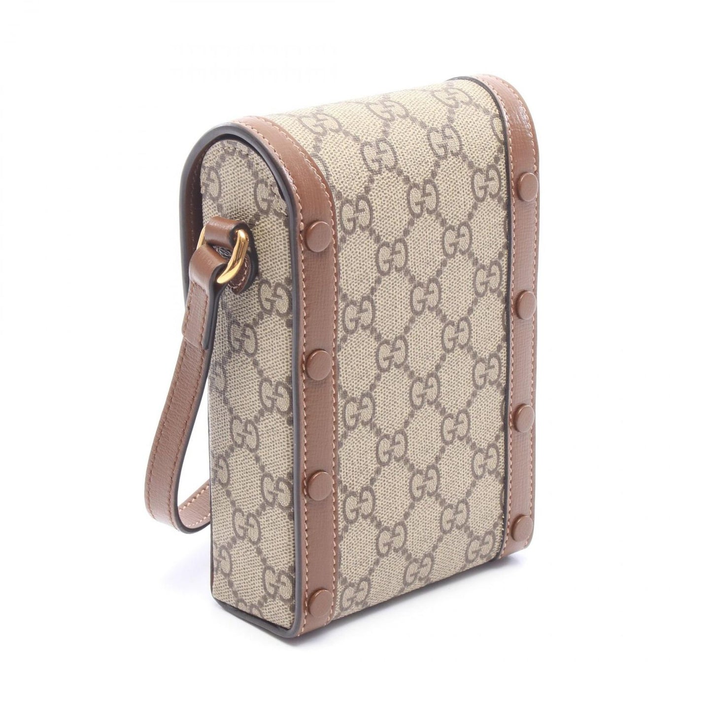 Gucci Shoulder Bag Horsebit Beige Brown Canvas Leather — view 2