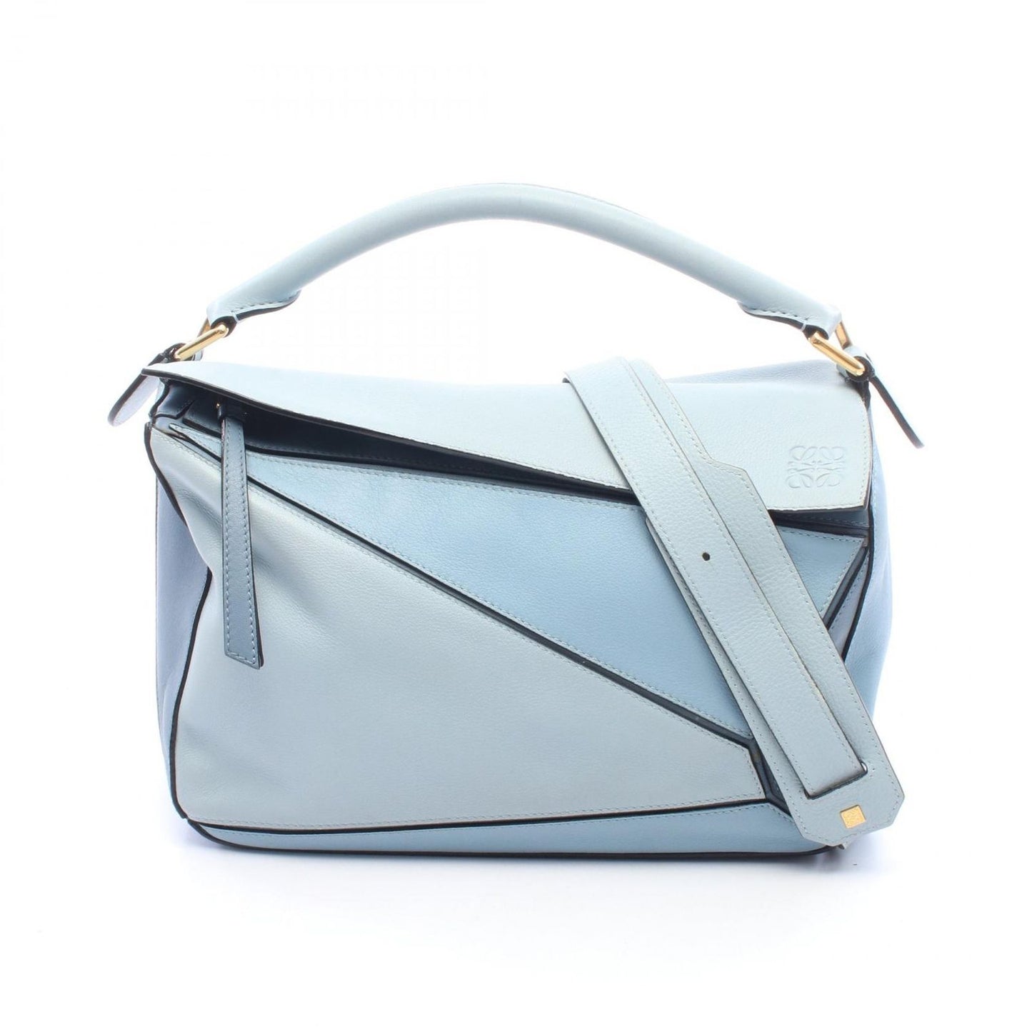 Loewe Handbag Puzzle Bag 2-Way Light Blue Leather