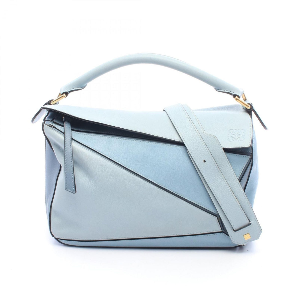 Loewe Handbag Puzzle Bag 2-Way Light Blue Leather