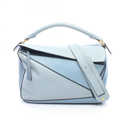 Loewe Handbag Puzzle Bag 2-Way Light Blue Leather