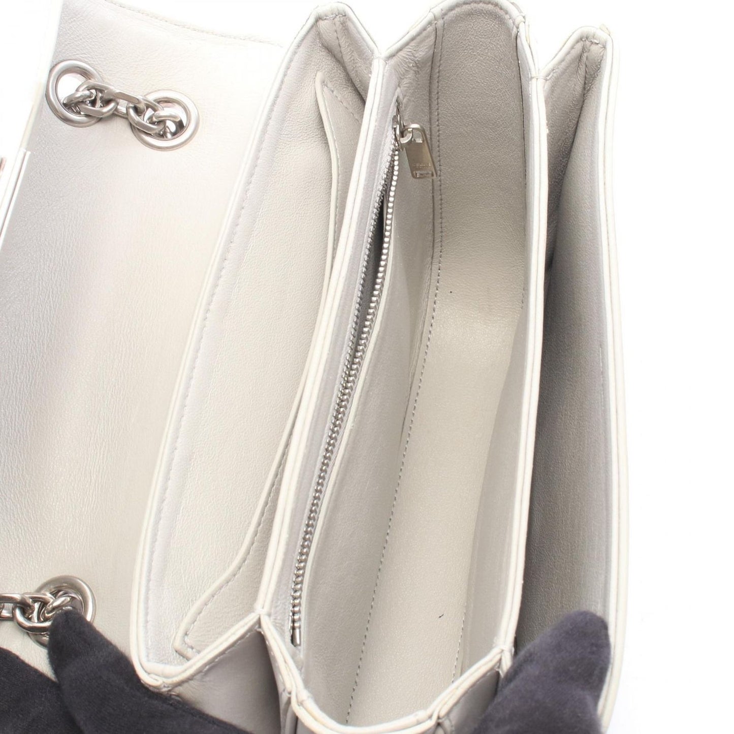 Celine Shoulder Bag C Light Gray Leather C Chain — view 3