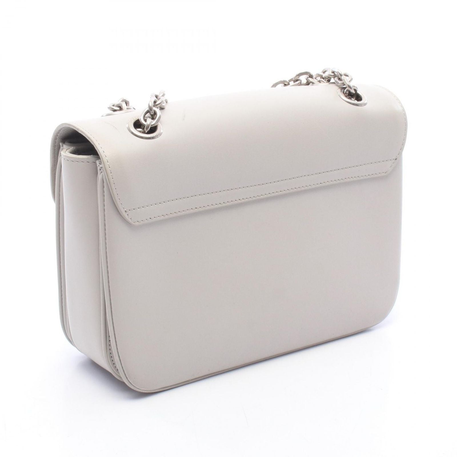 Celine Shoulder Bag C Light Gray Leather C Chain — view 2