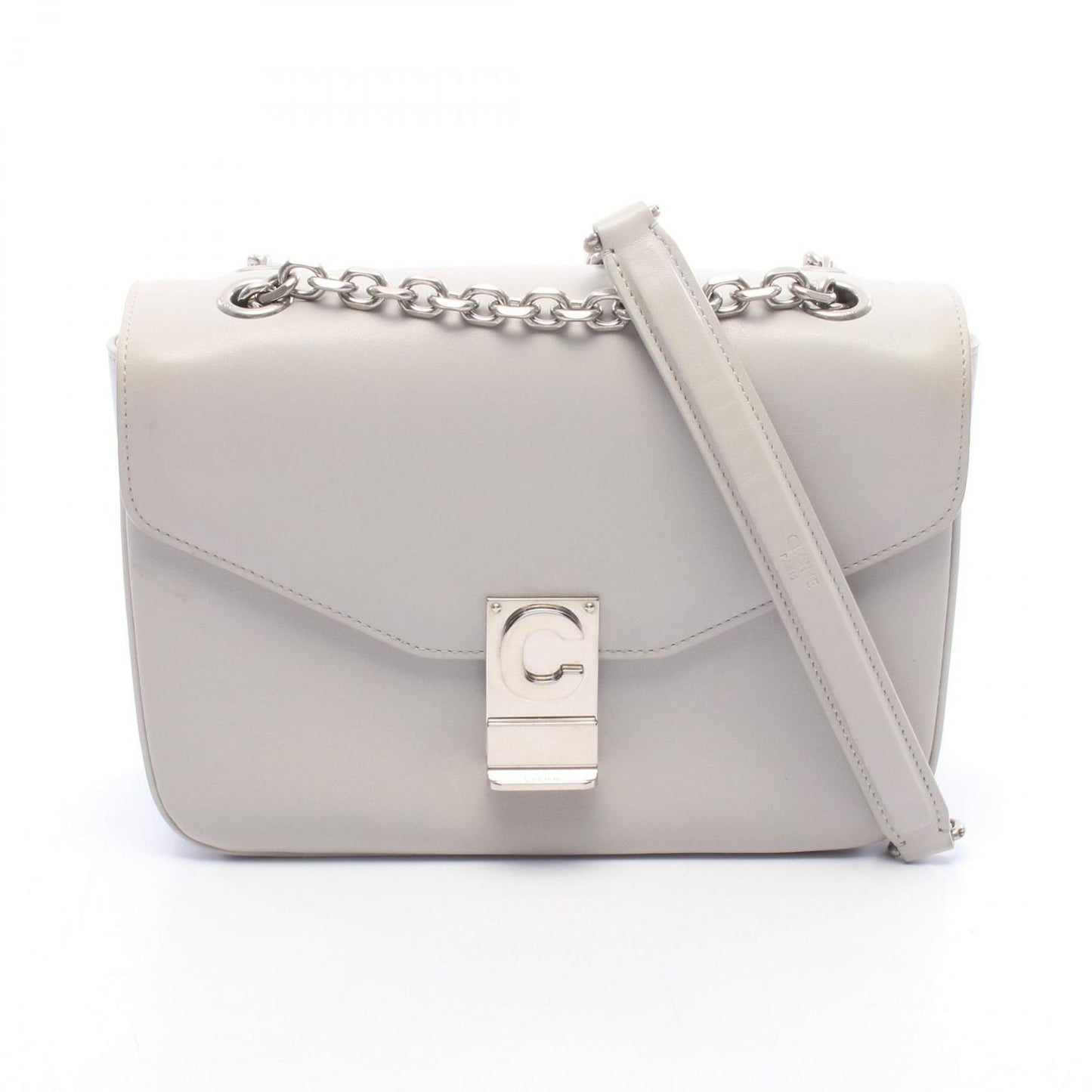 Celine Shoulder Bag C Light Gray Leather C Chain