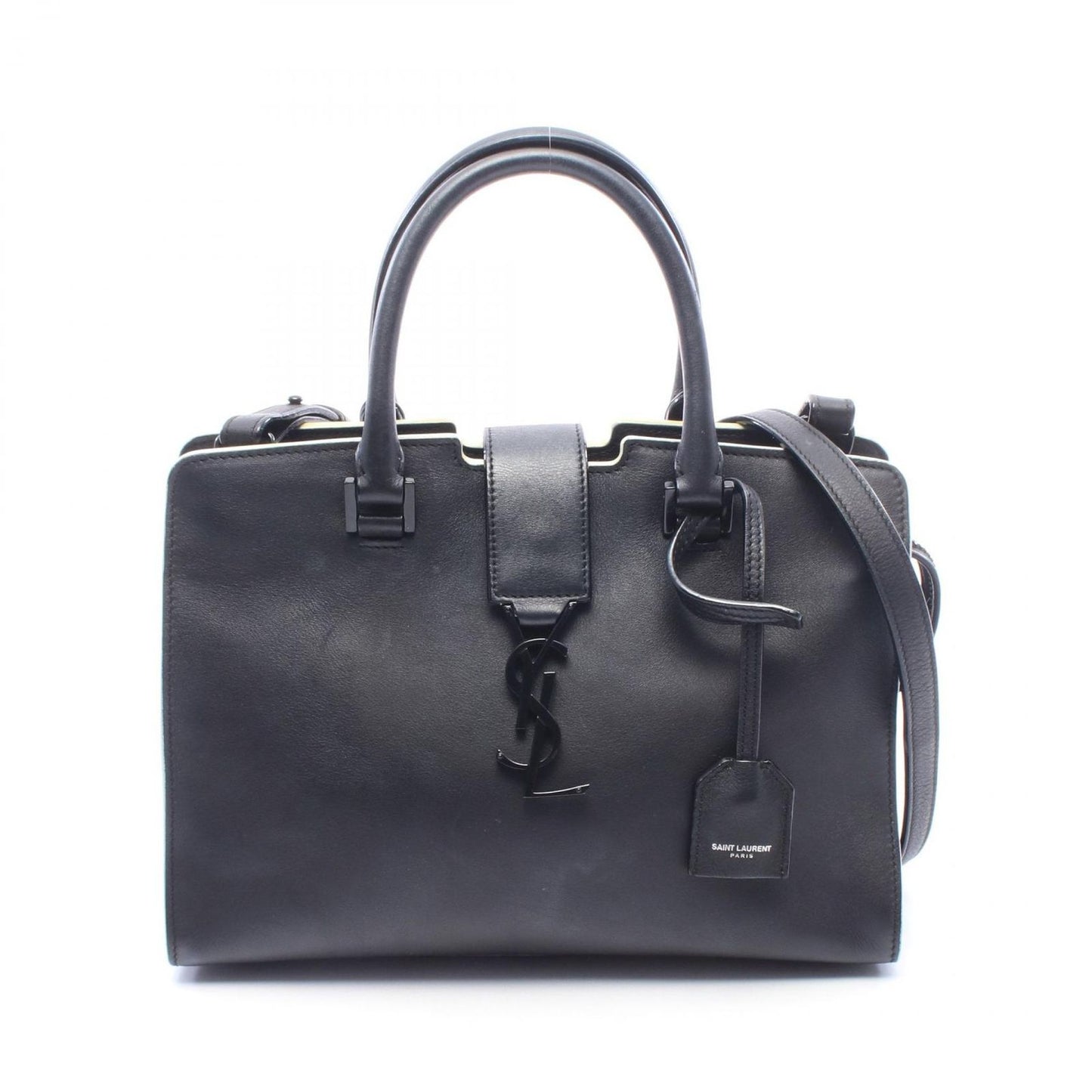 Saint Laurent Paris Handbag Baby Cabas YSL Line 2-Way Black Ivory Leather