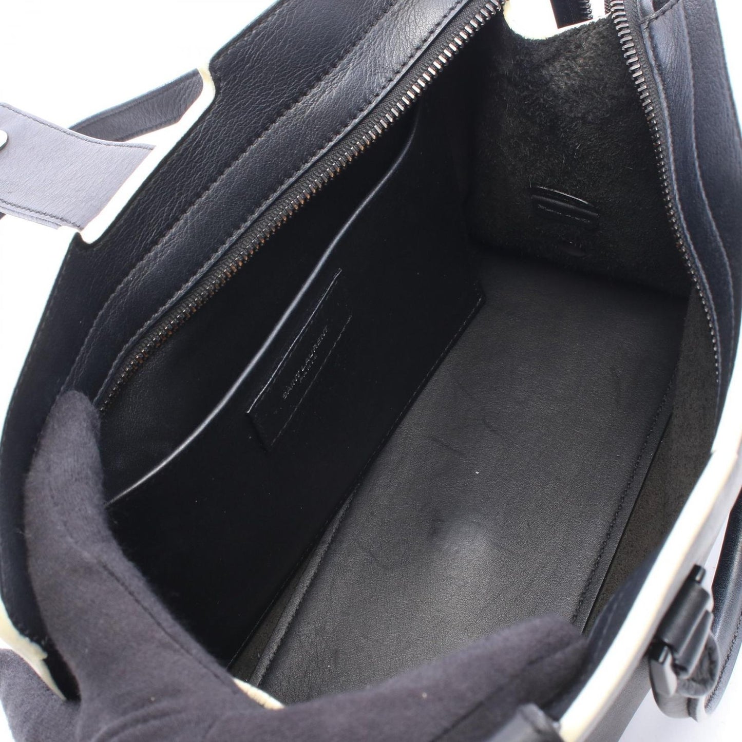 Saint Laurent Paris Handbag Baby Cabas YSL Line 2-Way Black Ivory Leather — view 3