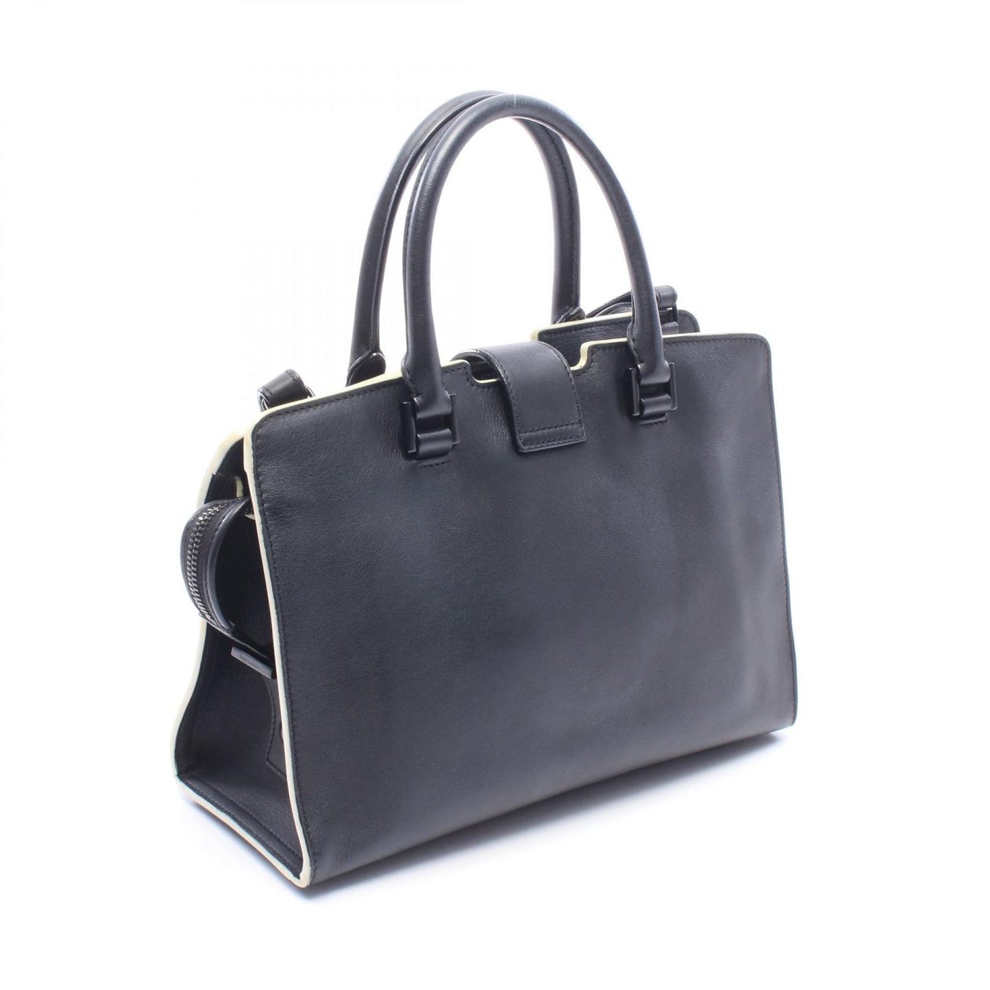 Saint Laurent Paris Handbag Baby Cabas YSL Line 2-Way Black Ivory Leather — view 2