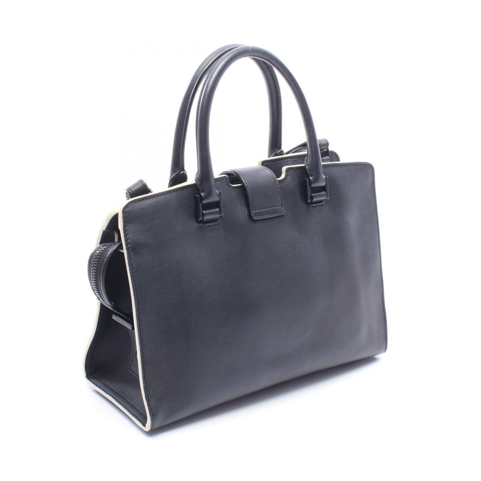 Saint Laurent Paris Handbag Baby Cabas YSL Line 2-Way Black Ivory Leather — view 2