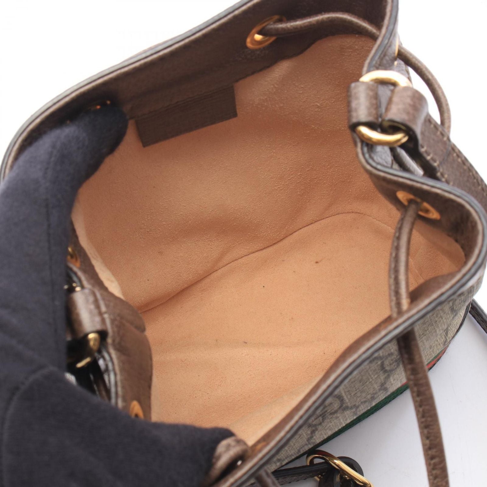 Gucci Shoulder Bag Ophidia Mini GG Supreme Beige Brown Green Canvas Leather — view 3