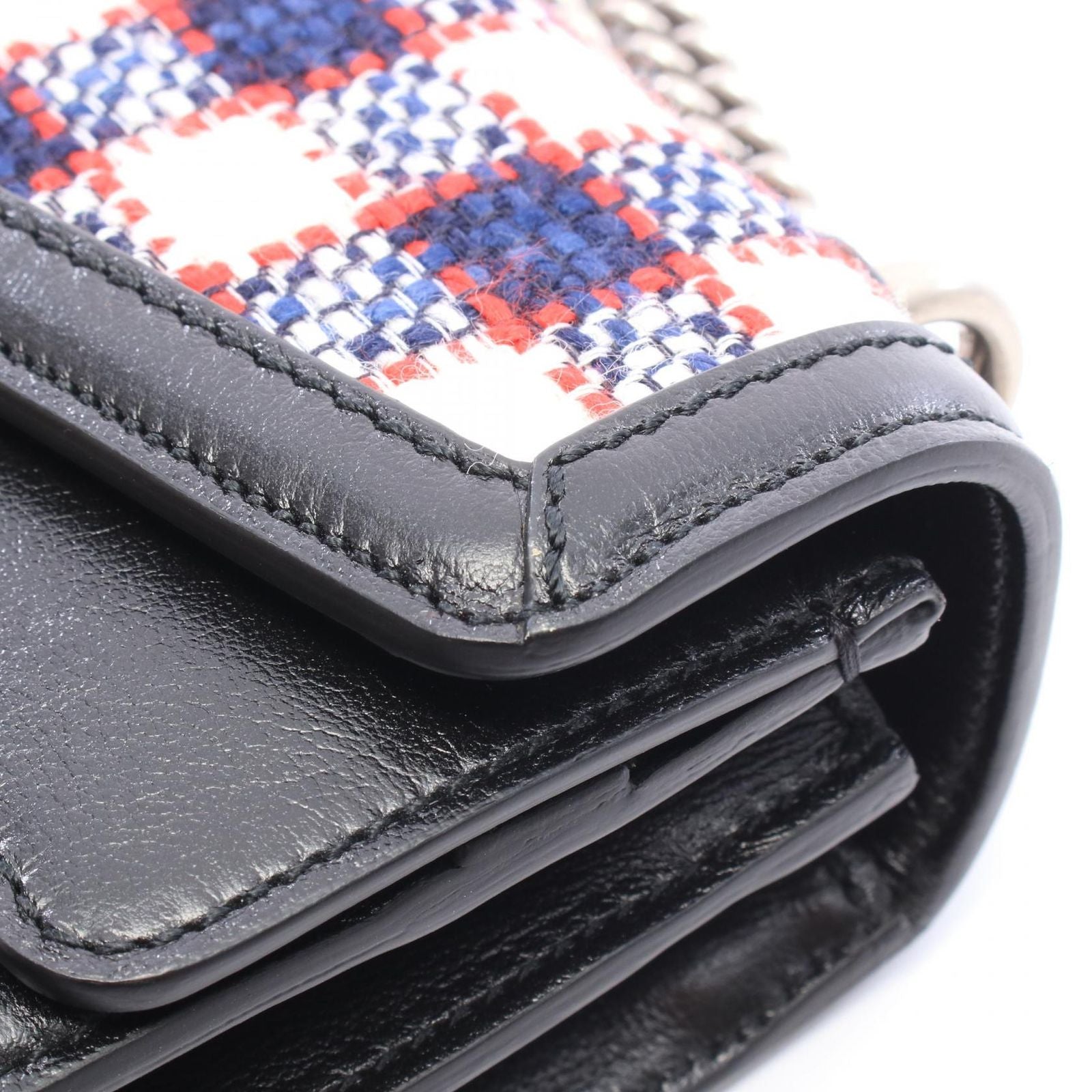 Gucci Shoulder Bag Dionysus Black Plaid Fabric Leather Small — view 7