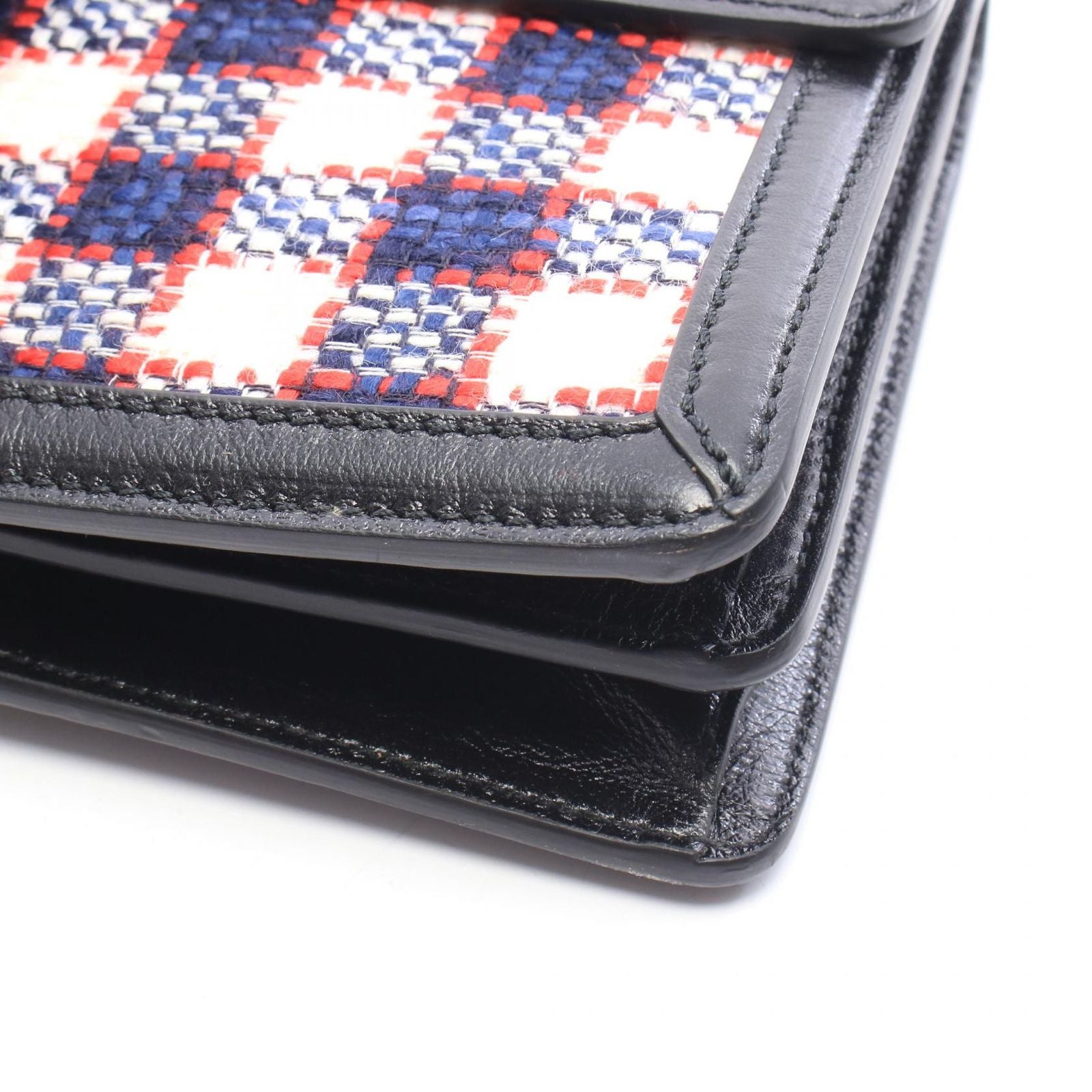 Gucci Shoulder Bag Dionysus Black Plaid Fabric Leather Small — view 6