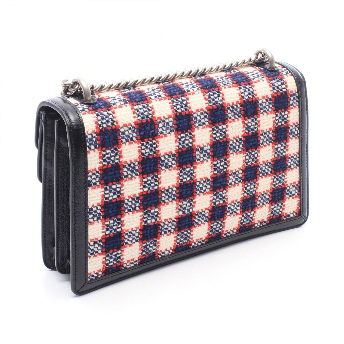 Gucci Shoulder Bag Dionysus Black Plaid Fabric Leather Small — view 2