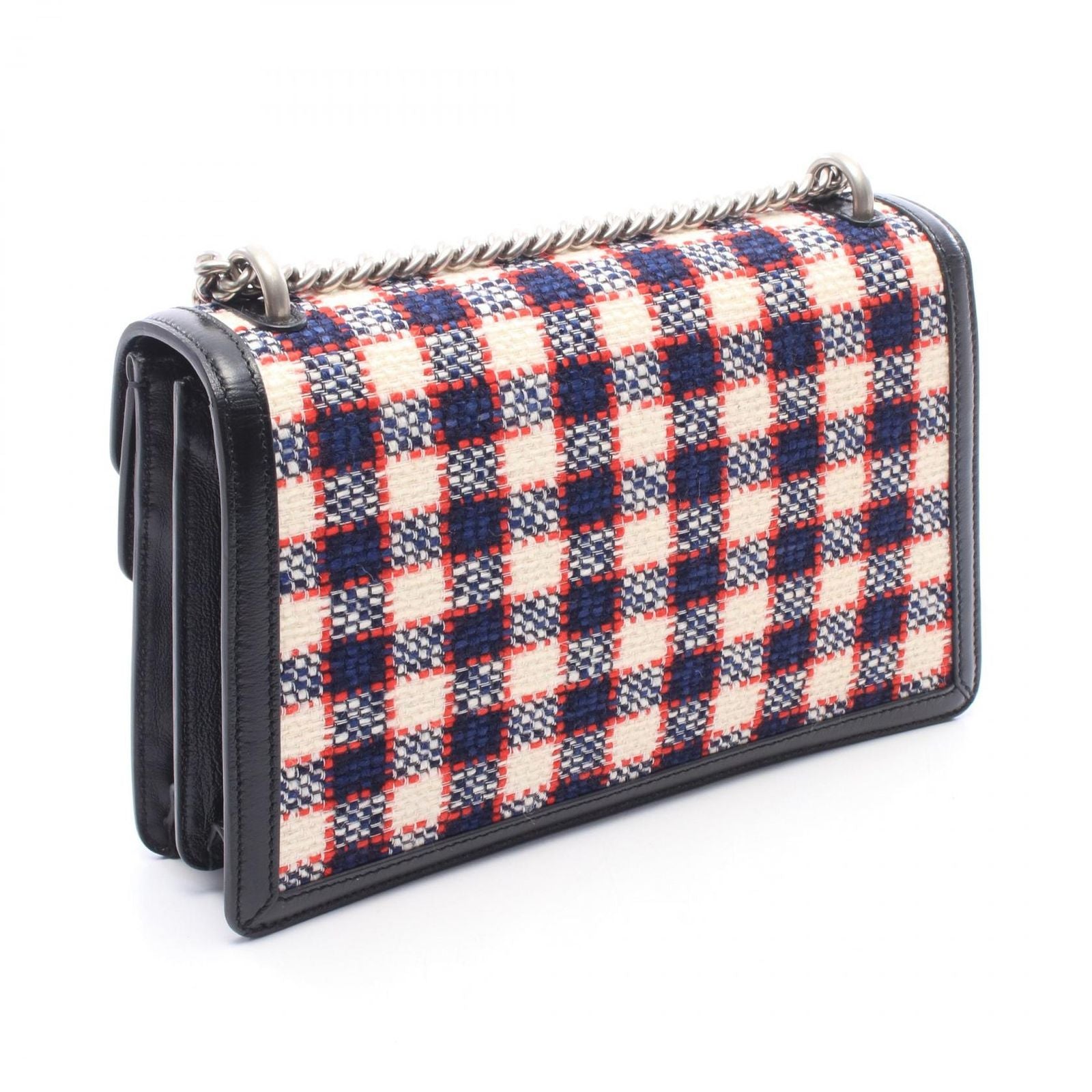 Gucci Shoulder Bag Dionysus Black Plaid Fabric Leather Small — view 2