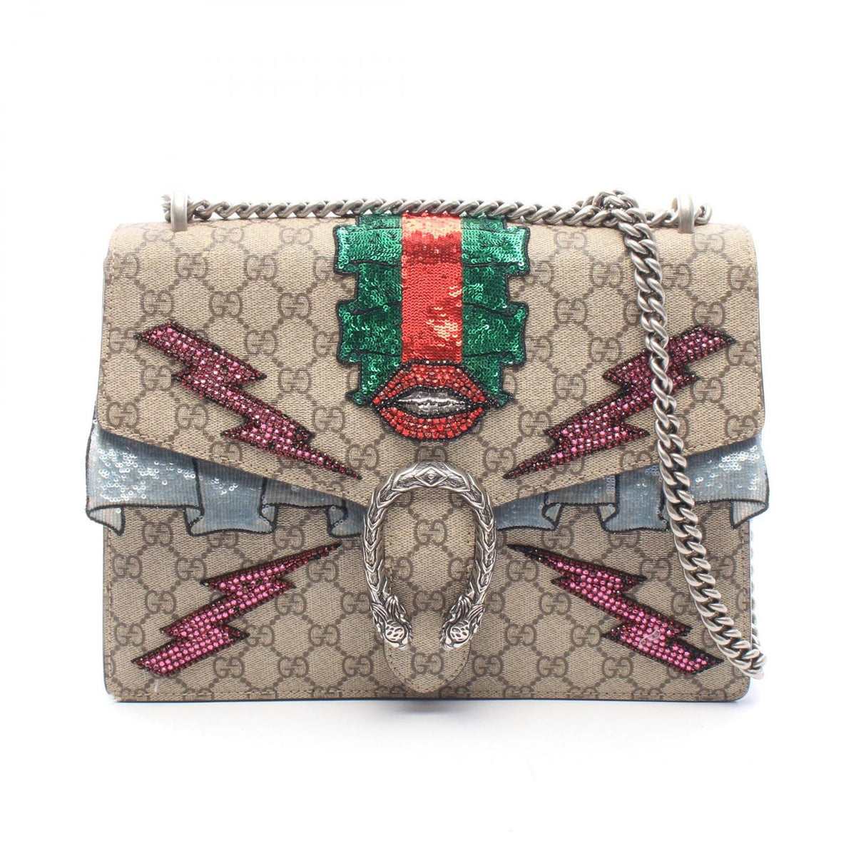 Gucci Shoulder Bag Dionysus Re Edition GG Supreme Beige Brown Multi Canvas Suede