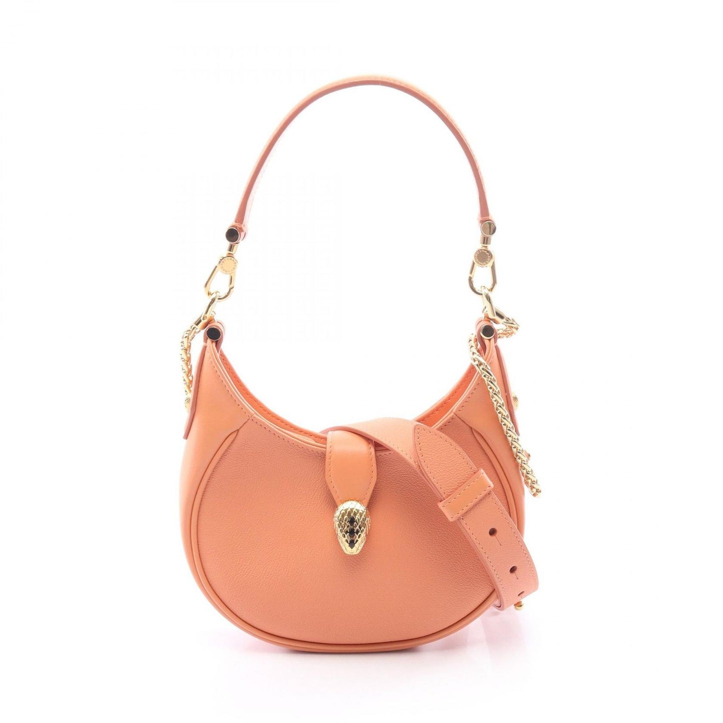 Bvlgari Shoulder Bag Serpenti Ellipse Small 2-Way Coral Orange Leather