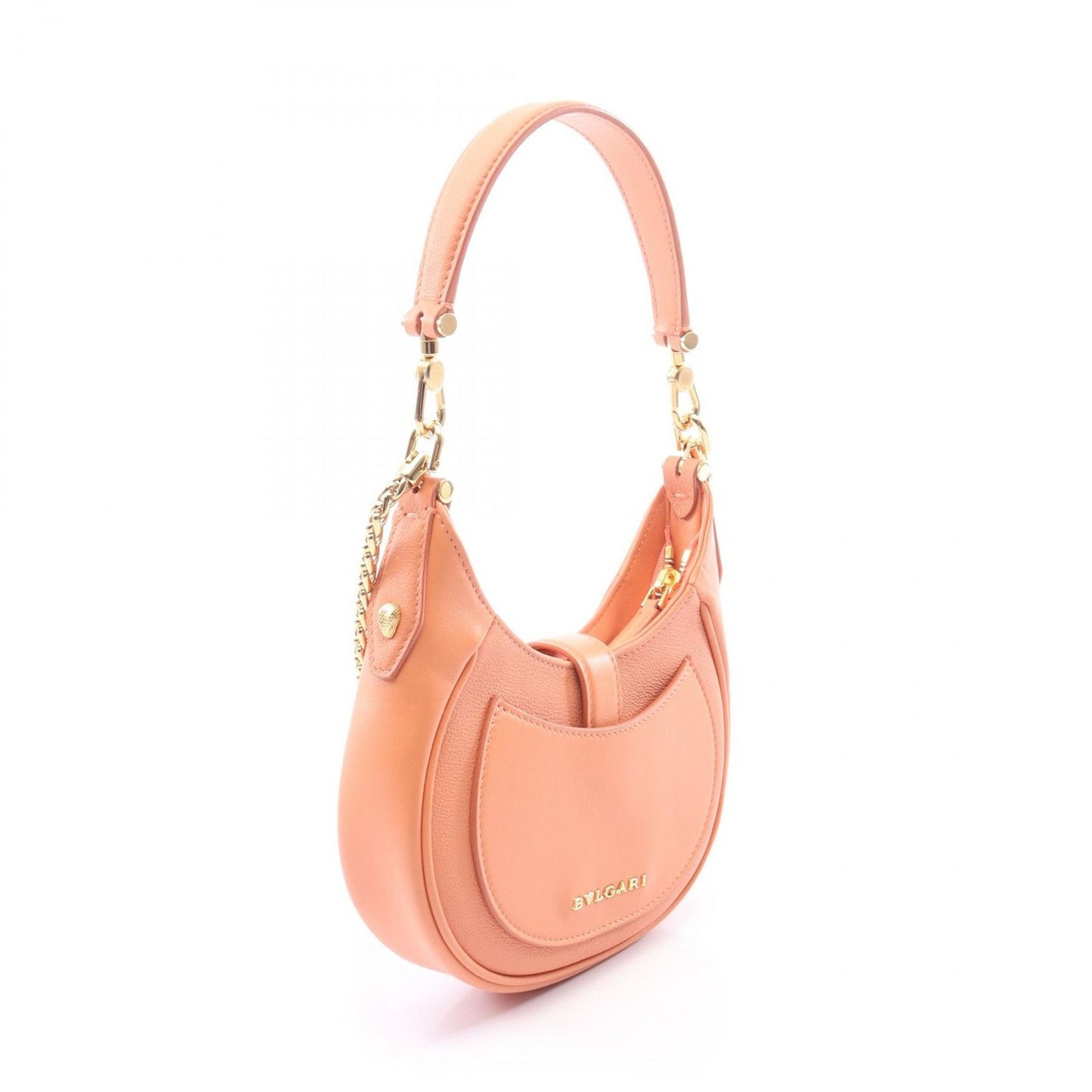 Bvlgari Shoulder Bag Serpenti Ellipse Small 2-Way Coral Orange Leather — view 2
