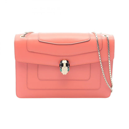 Bvlgari Shoulder Bag Serpenti Forever Coral Orange Leather Chain