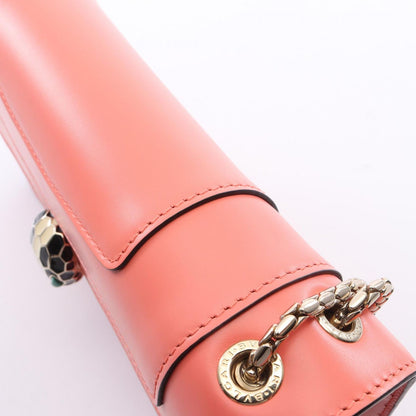 Bvlgari Shoulder Bag Serpenti Forever Coral Orange Leather Chain — view 7
