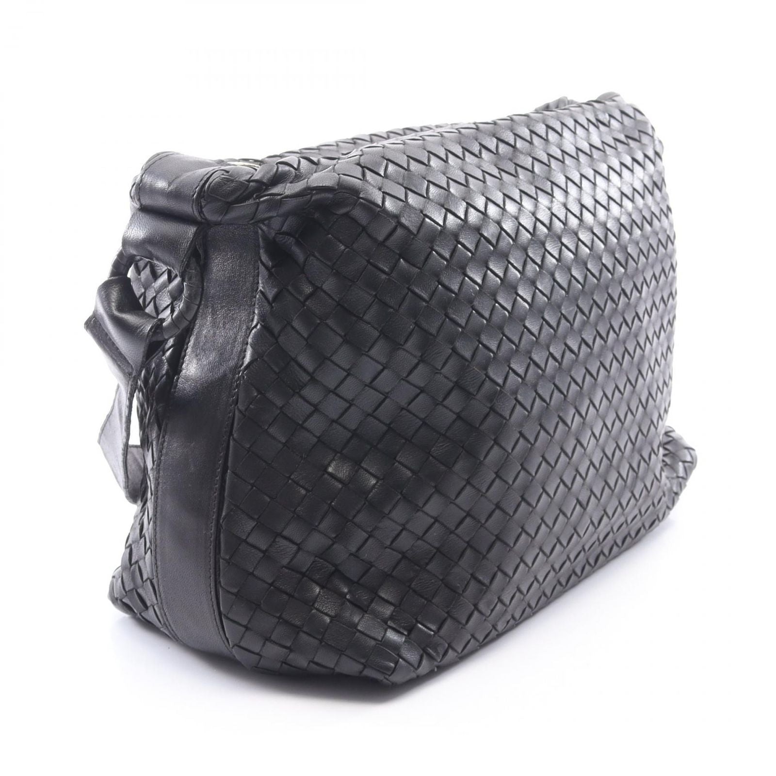 Bottega Veneta Shoulder Bag Intrecciato Black Leather — view 2