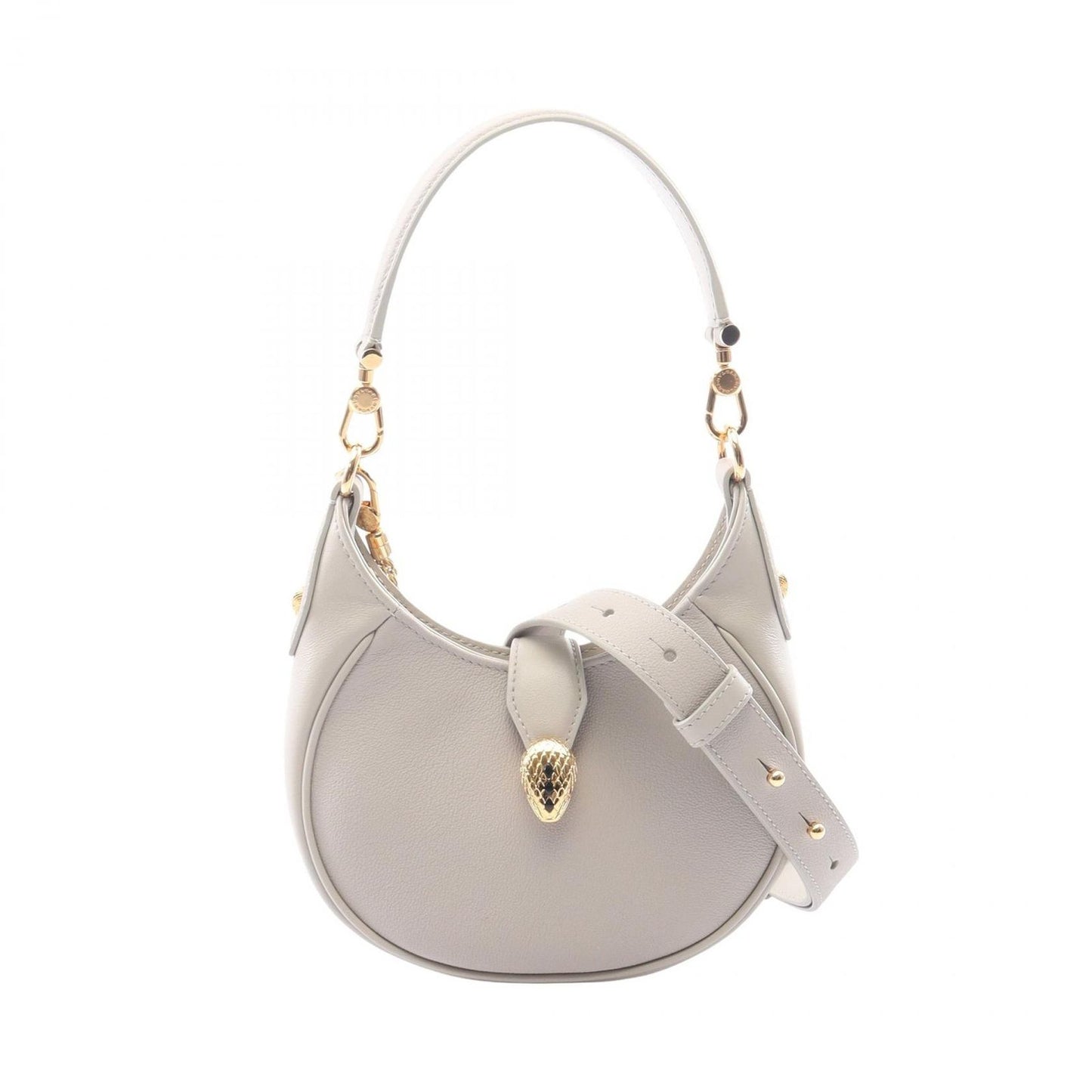 Bvlgari Shoulder Bag Serpenti Ellipse Small 2-Way Light Gray Leather