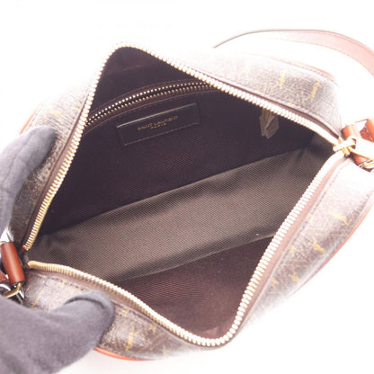 Saint Laurent Paris Shoulder Bag Monogram Dark Brown Canvas Leather — view 3