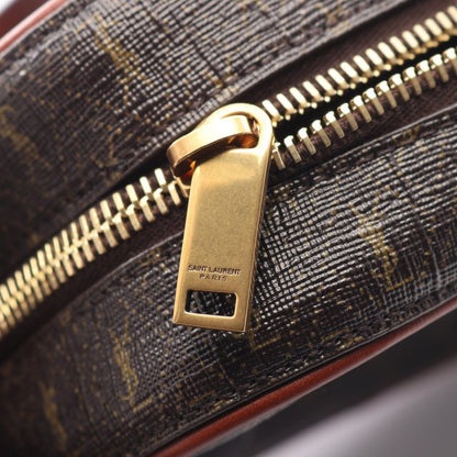 Saint Laurent Paris Shoulder Bag Monogram Dark Brown Canvas Leather — view 7