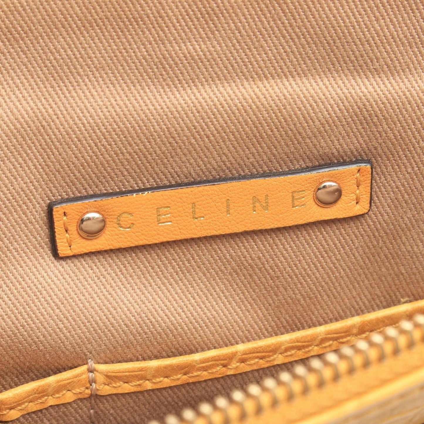 Celine Tote Bag Macadam Croco Embossed Sc Yellow Multi Canvas Leather — view 4