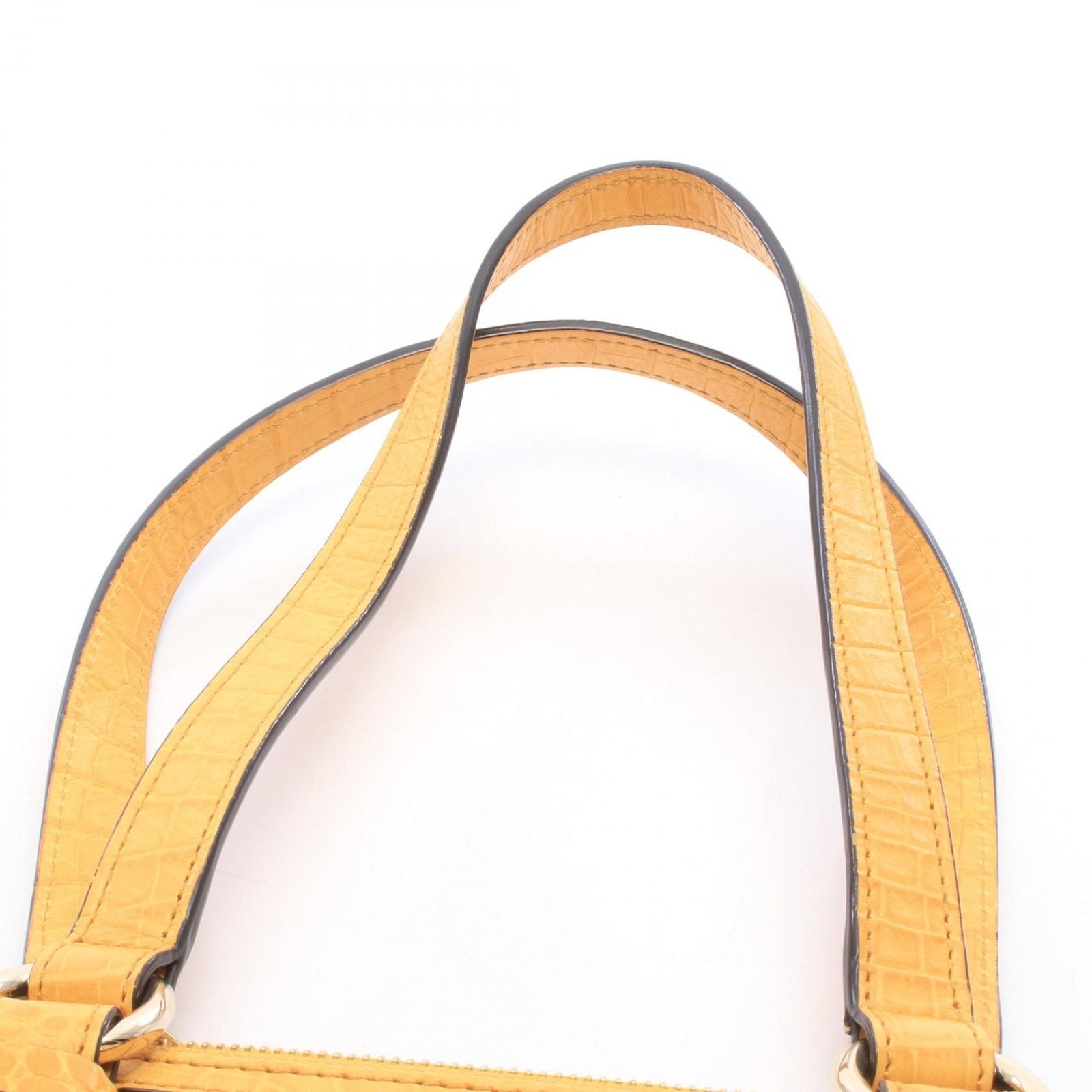 Celine Tote Bag Macadam Croco Embossed Sc Yellow Multi Canvas Leather — view 6