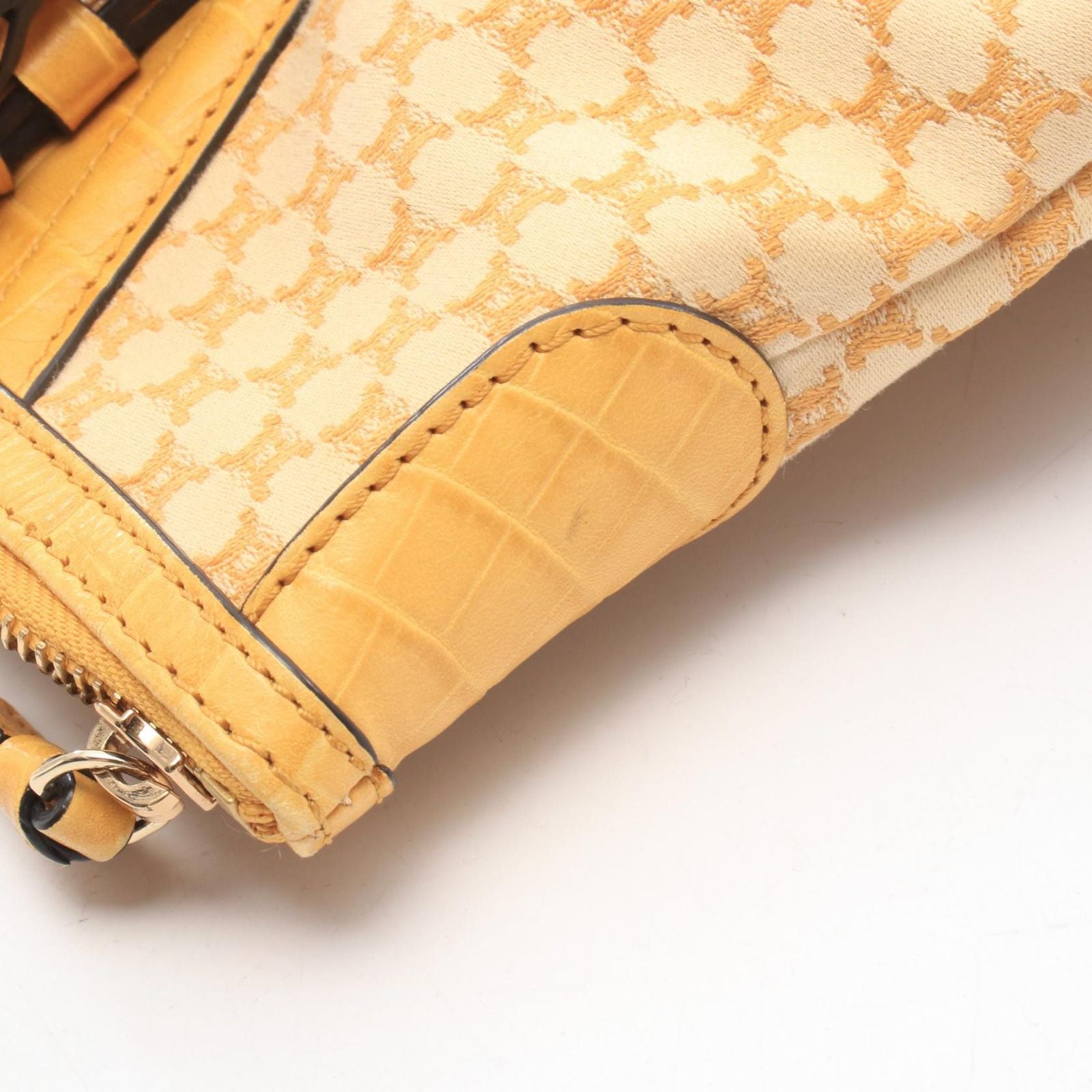 Celine Tote Bag Macadam Croco Embossed Sc Yellow Multi Canvas Leather — view 8