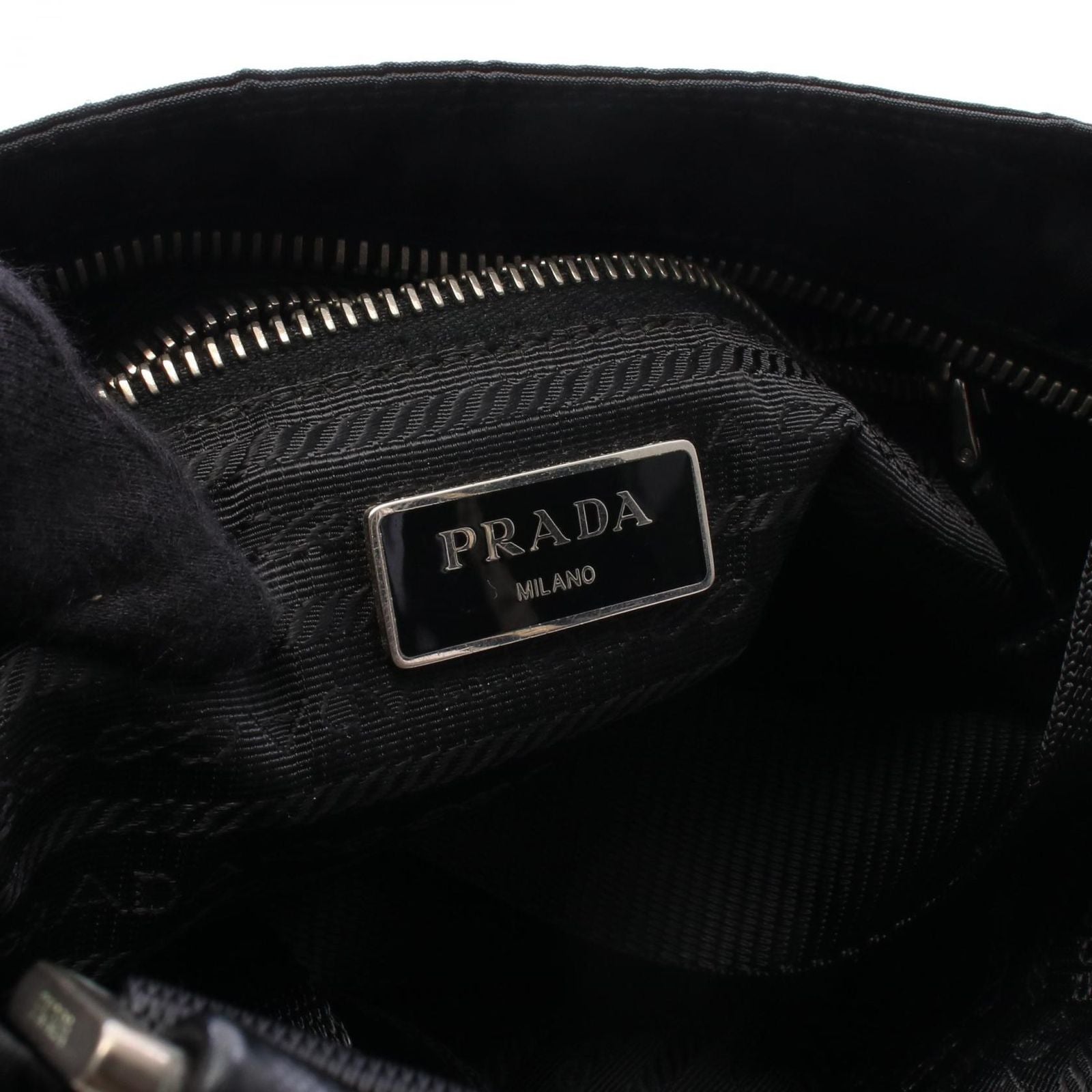 Prada Shoulder Bag Skull Studs Triangle Logo Black Silver Nylon Leather — view 4