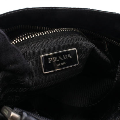 Prada Shoulder Bag Skull Studs Triangle Logo Black Silver Nylon Leather — view 4