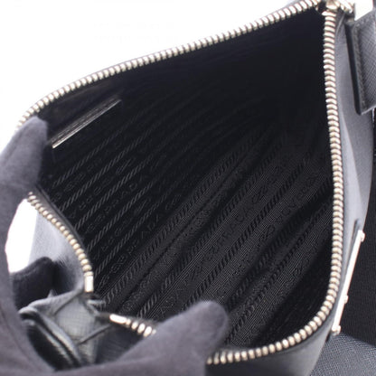 Prada Shoulder Bag Saffiano Travel Black Leather Triangle Logo — view 3