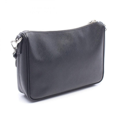 Prada Shoulder Bag Saffiano Travel Black Leather Triangle Logo — view 2